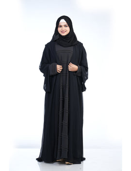 Mehar Stylish Premium Zaina Over coat Abaya 3 Pice set