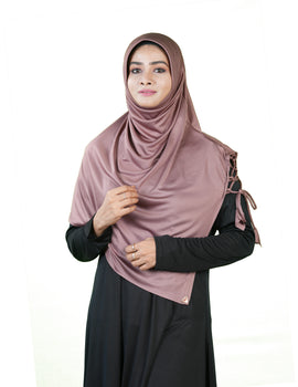 Famya Lace-Up Shoulder Hijab |Trending Mehar| Fitted Face | Full Coverage | Soft & Stylish Modest Hijabs with Lace-Up Shoulder & Stone Embellishment