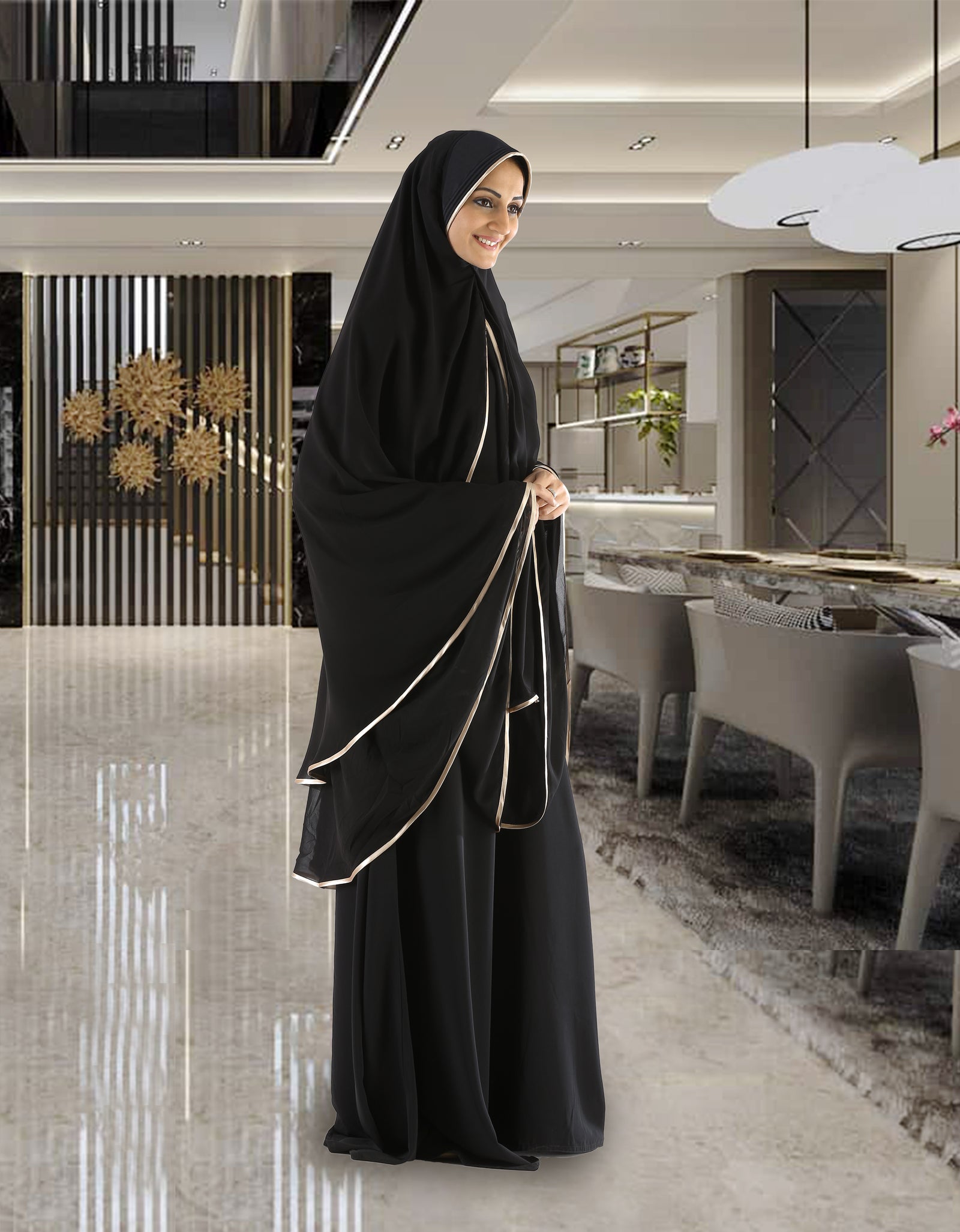 Modest Women's Stylish  Ghoharnaz Two Layer Khimar