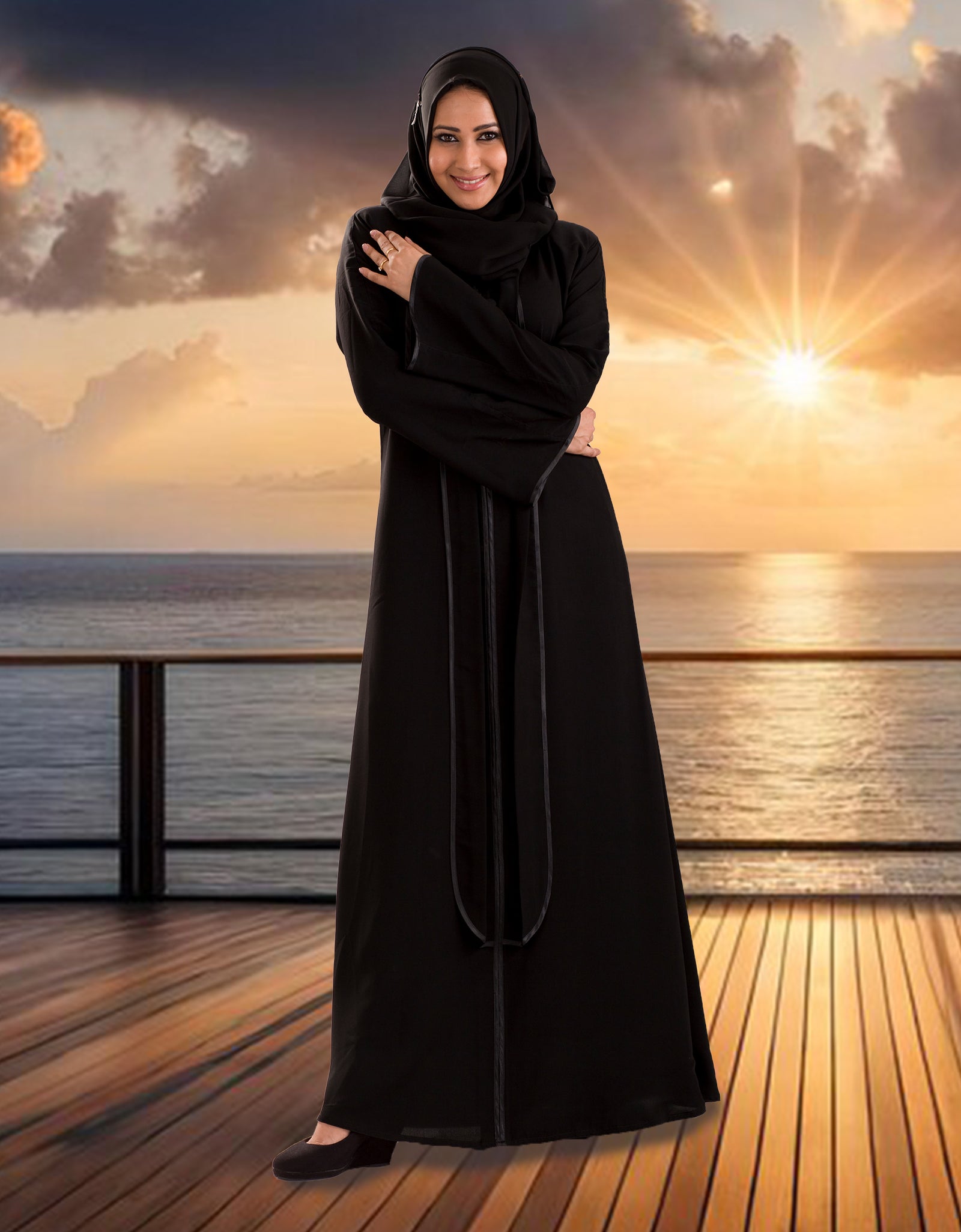 Women's Modestly Stylish Look Classy and elegant Princess Cut Benazir Abaya